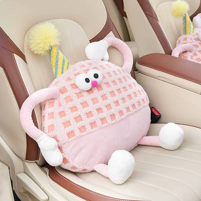 Cushion Comfortable Car Headrest Neck: Waist support - plush-monster-lumbar-support-pink