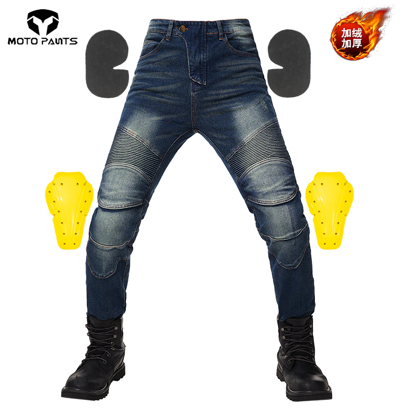 厂家直销加绒防风保暖防摔裤摩托车牛仔裤男女裤机车骑行裤带护具