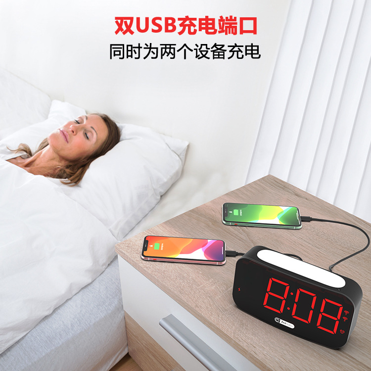 新款LED震动闹钟多功能创意床头充电亚马逊电子产品爆款闹钟