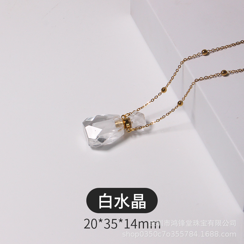 天然水晶香水瓶ネックレス香水精油瓶女性用ペンダント空瓶ギフト彼女用銀飾品招き猫チェーン