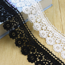 蕾丝花边辅料裙下摆布料装饰窗帘沙发加长diy手工刺绣黑白色布料