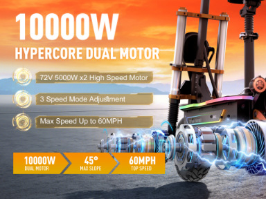 BOYUEDA72V dual-drive 10000W off-road electric scooter, foldable, 95 mph speed, long range electric vehicle