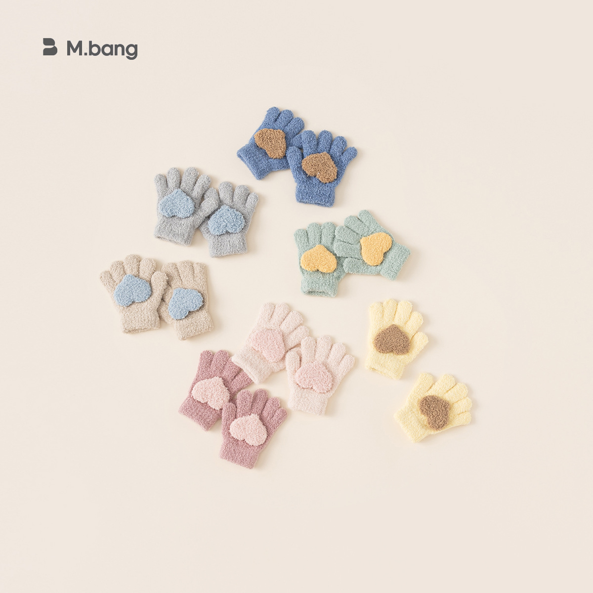 Yoobao ropa infantil guantes de niñas amor guantes de lana otoño y invierno nuevo bebé dulce guantes de punto de cinco dedos