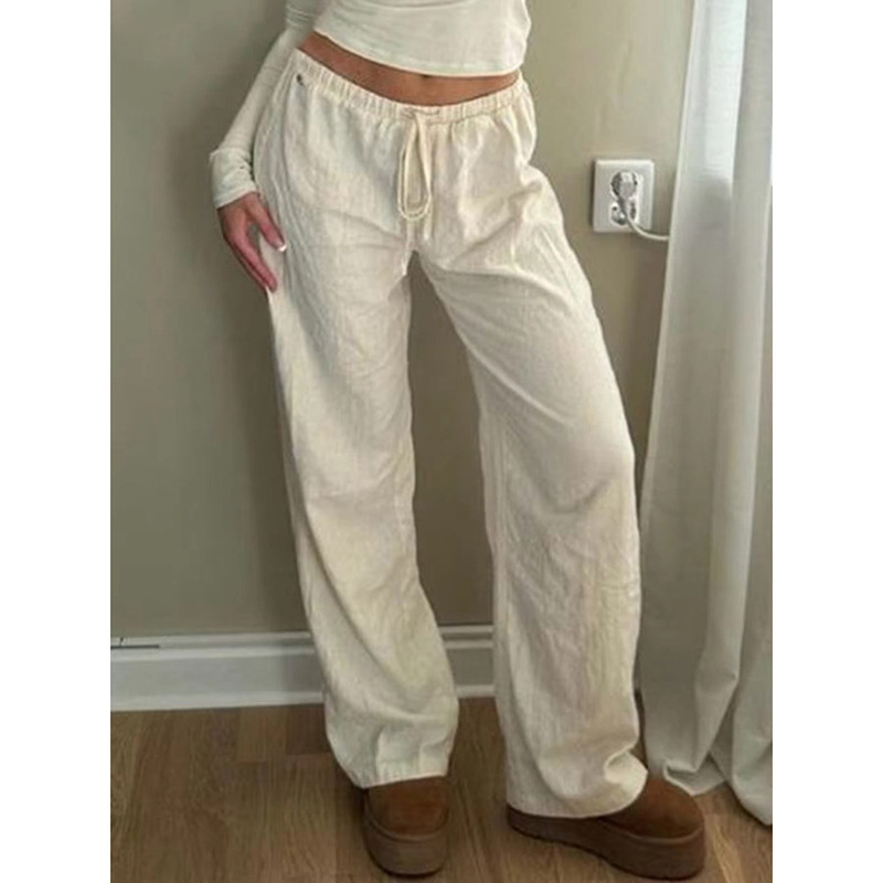 American Style Simple Style Solid Color Drawstring Casual Pants Loose Fashionable Straight Lazy Loose Waist All-match Slim Long Pants American Style Simple Style Solid Color Drawstring Casual Pants Loose Fashionable Straight Lazy Loose Waist All-match Slim Long Pants