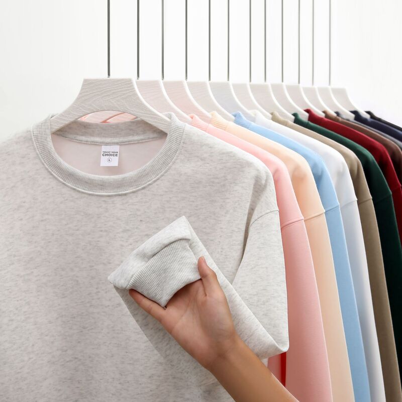 American 350G Heavy Cotton Composite Crewneck Turtleneck Sweater Men's and Women's Fashion Brand Basic Loose Solid Color Couple Shirt