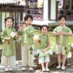 漢服子供パフォーマンス服春と秋の男の子古代衣装女の子唐スーツ新中国風幼稚園中国学習服