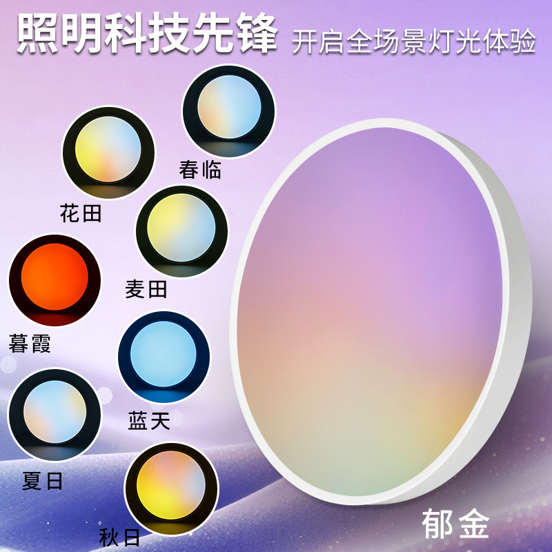 新款天境灯全光谱色域动态护眼书房多彩色卧室晴空吸顶灯APP控制|undefined