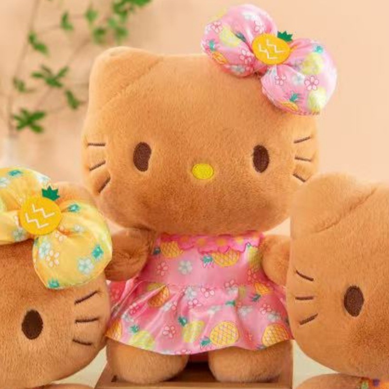 黑皮夏威夷hellokitty可爱圆脸哈喽公仔凯蒂猫毛绒玩具抓机娃娃|undefined