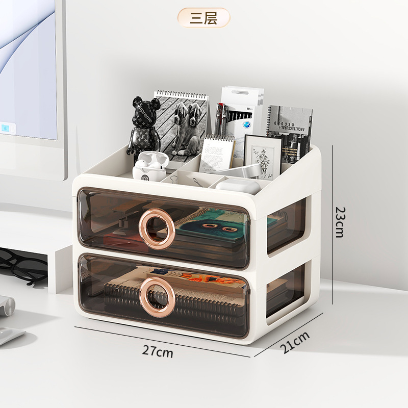 Luz de lujo tocador caja de cosméticos producto de cuidado de la piel estante de almacenamiento caja de almacenamiento de cosméticos cajón transparente estante de almacenamiento de escritorio