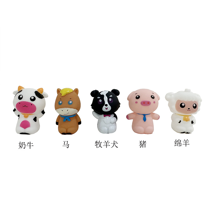 Bebé de los niños educación temprana Iluminación dedo muñeca animal de dibujos animados muñeca calmante juguete PVC de goma suave juguete transfronterizo