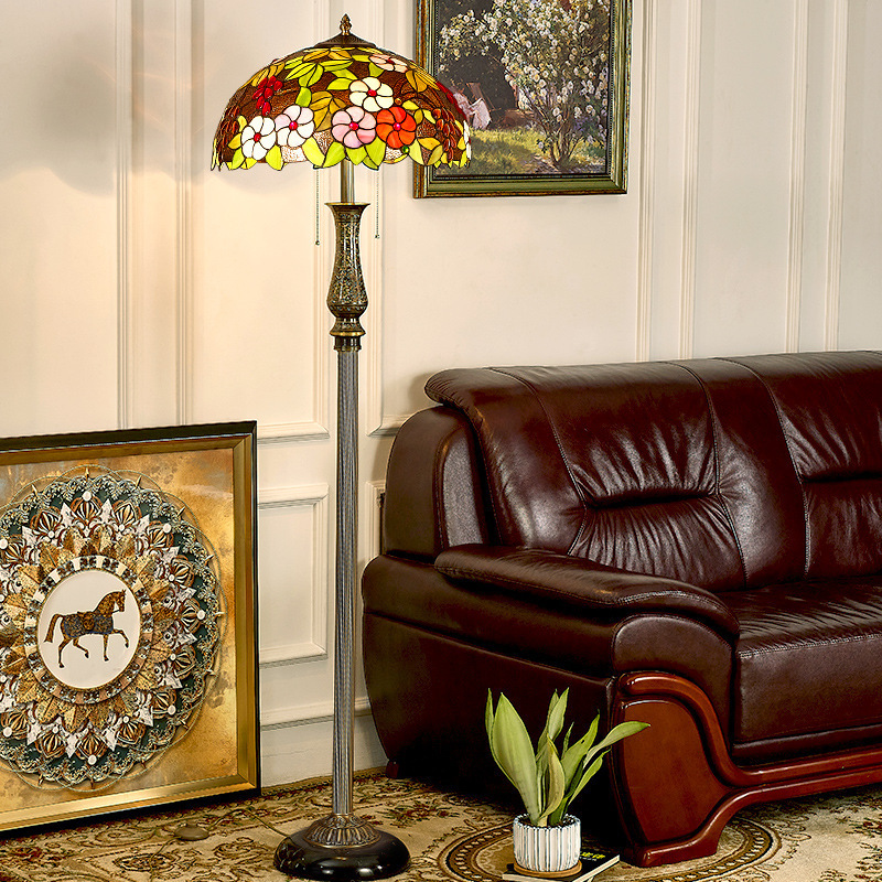 Retro Creative Study Bedroom Warm Ornaments Led Lamp European Living Room Hotel Lobby Decorative Glass Floor Lamp