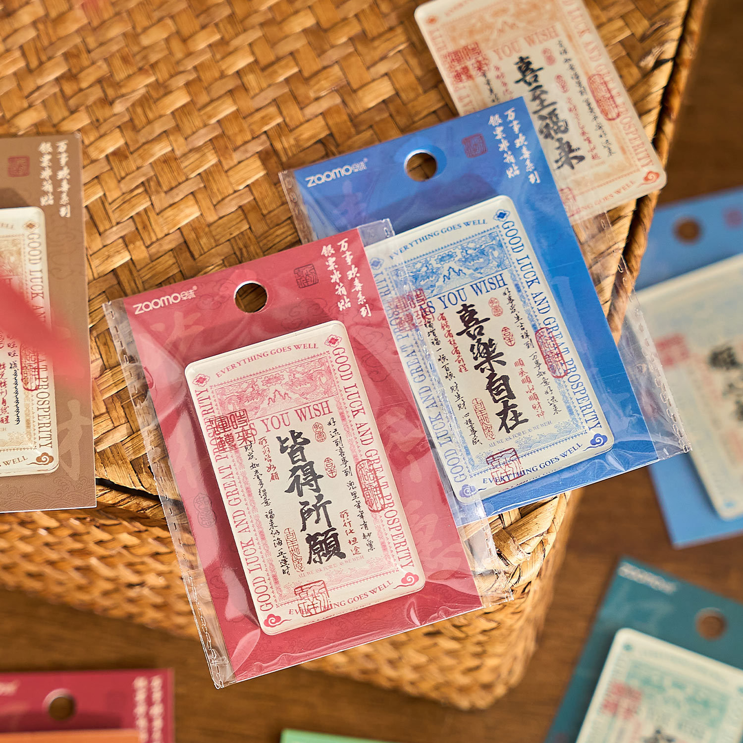 Zao Mo Guofeng Acrílico Imán para refrigerador Serie Todo Huanxi Texto de boleto plateado Imán magnético Decoración de refrigerador