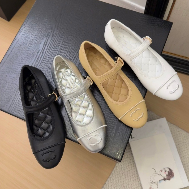 Versatile French-Style Genuine Leather Ballet Flats with a Shallow Mouth and Single Strap for Women, Similar to Chanel's Little Chanel Style Mary Jane Shoes
