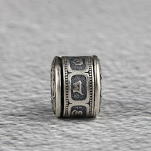 S925银 六字真言可转动隔珠 吉祥八宝配饰佛珠手串顶珠项链吊坠