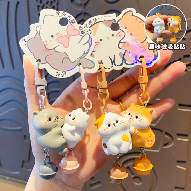 Original Cute Kitten Couple Plush Keychain for Women, Cartoon Creative Couple Bag Pendant Gift Keychain