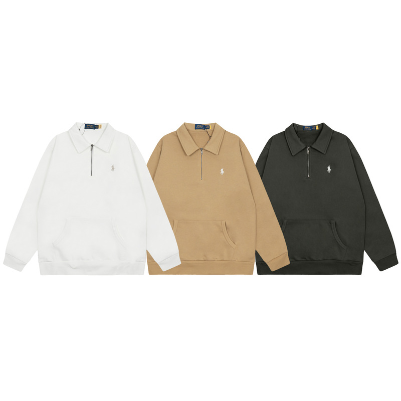 25Ss Cross-Border Ralph Lauren Rl Classic Pony Embroidered Half-Zip Couple's Basic Versatile Polo Sweatshirt