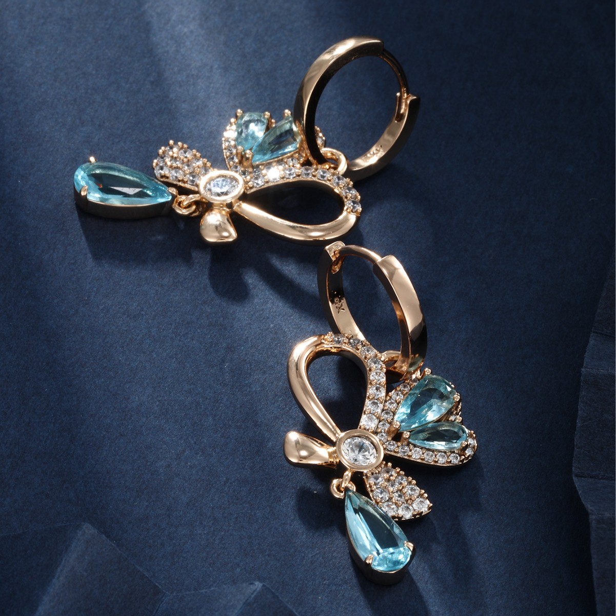 Pendientes Xuping con forma de corazón y lazo para mujer, diseño exclusivo, elegantes y lujosos, clips para las orejas de estilo dulce, nuevo modelo de moda 2023.
