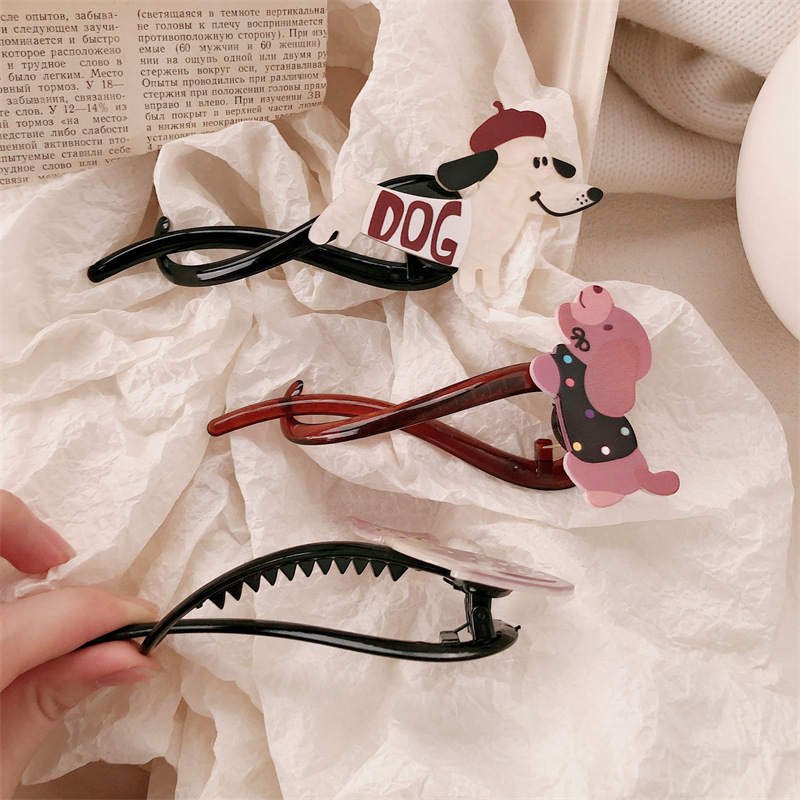 Temperamento acrílico lindo gato perro agarrar clips de alta sensación detrás de la cabeza un clips de pelo clips de pelo de torsión clips de pelo