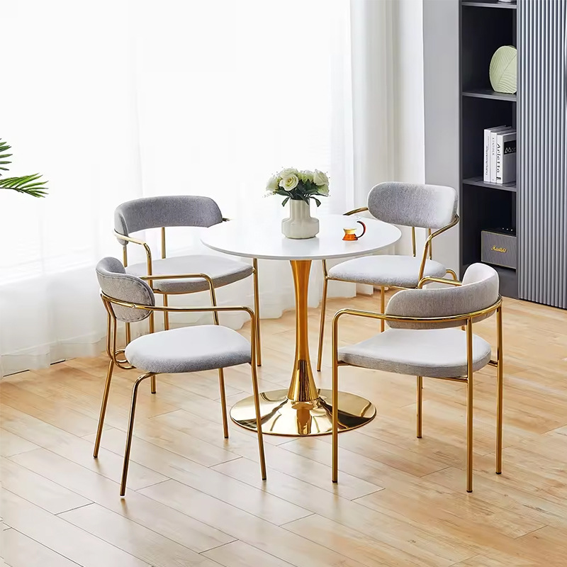 Mesa de comedor transfronteriza silla del sudeste asiático comercio exterior lujo ligero tablilla de alta calidad italiana hierro forjado silla de comedor con respaldo