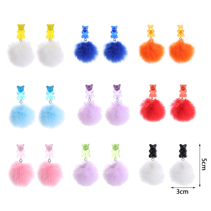 18g Weight Earrings Classification 1 Pair Quantity Daily Occasion Resin Material Bear Pattern Women'S Gender Epoxy Design Fashion Style Fashion Bear Resin Epoxy Women's Earrings 1 Pair 无