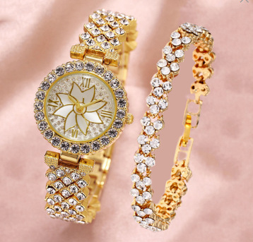 New Diamond-encrusted Gypsophila Bracelet Watch Women's Creative Gift Set Women's Watch Gift