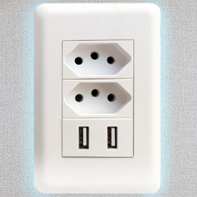 16A巴西标准墙壁插座暗装巴西规三插118型新西兰阿根廷南美洲插座