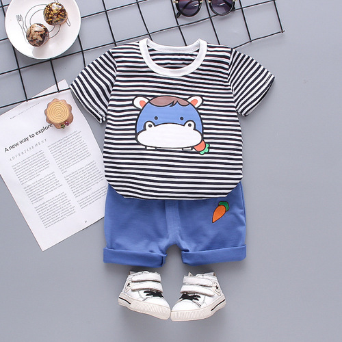 Summer T-shirt and Short Pants Set for Baby Boys (1-3 years old) - Stylish Two-Piece Outfit