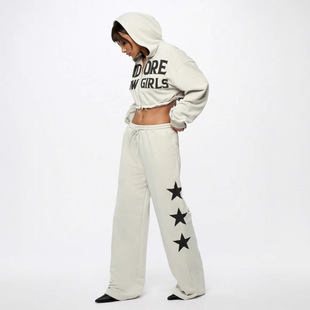 American Retro Aliexpress Hip-Hop Sports Personality Spicy Girl Five-Pointed Star Print Unisex Casual Tie-Up Sweatpants Wholesale