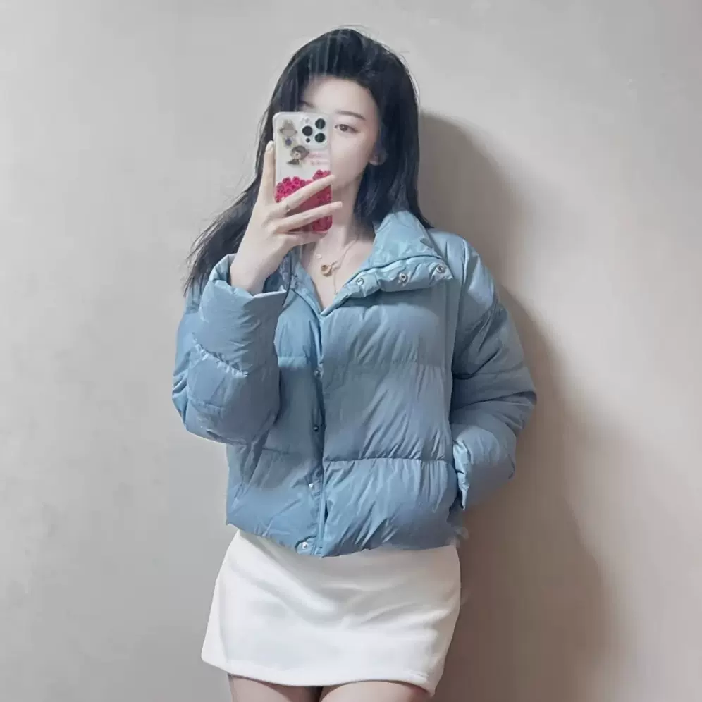 新品ALO肯豆羽绒服高品质时尚短款保暖哑光质感高级休闲面包服女