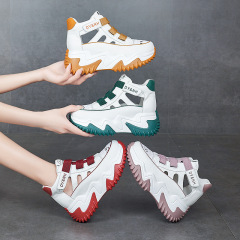 Lace mini size code breathable thick sole new sole white sneaker tie-up breathable 2023 summer high-raise women's sandals