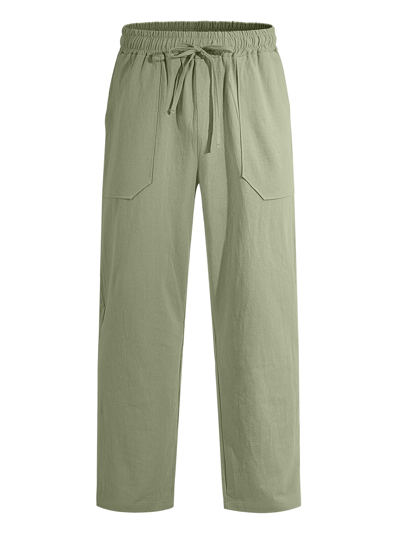 Transfronterizo Amazon algodón y cáñamo en stock pantalones de hombre grandes transpirables pantalones de color sólido pantalones de piernas de calzado casual básico