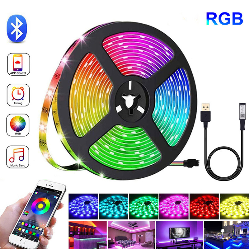 Traje de tira de luz LED dedicado transfronterizo 5050/2835 Bluetooth APP control RGB interior bajo voltaje sala de estar tira de luz