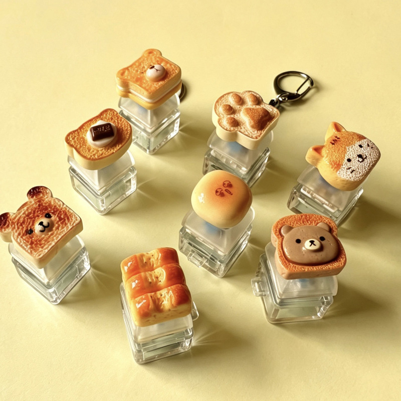 Stress-Relief Button Abs Cap Fingertip Squeeze Mechanical Keyboard Decompression Button Keychain Stress-Relief Toy Pendant