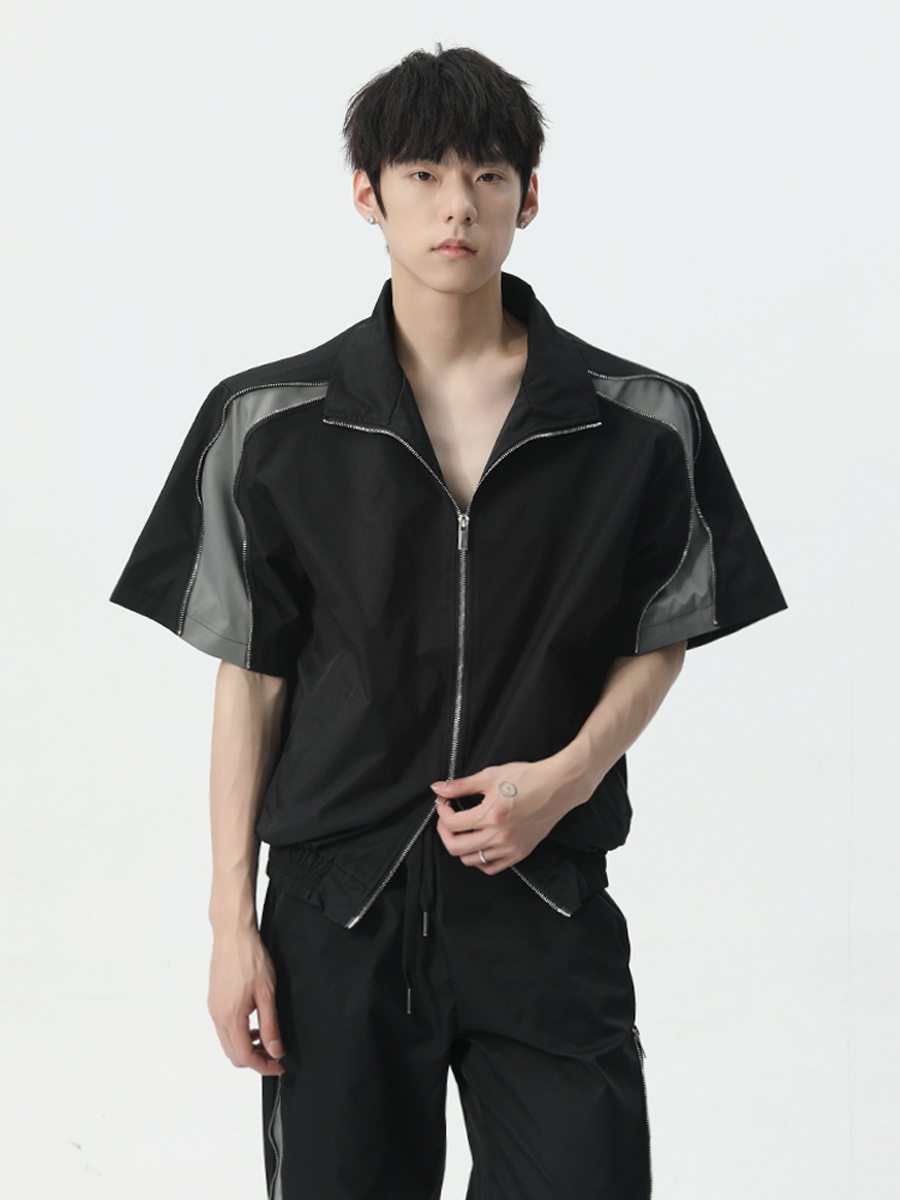 MTLCLOTHES Hombres| 2024 primavera nuevo diseño coreano de doble cremallera de color contrastante conjunto de ocio de alta calidad