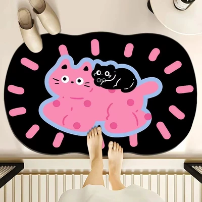 Avtomobil döşəmə paspasları – Mat - cute-pink-cat-4060cm-diatom-mud