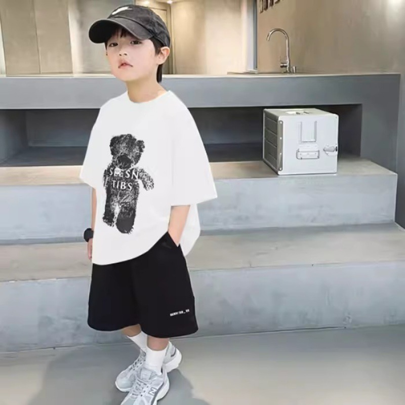 男孩运动短袖套装夏装韩版新款男童休闲运动短裤儿童酷帅两件套潮