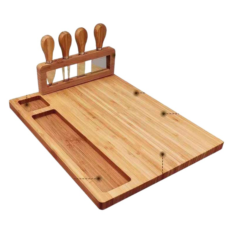 Traje de tablero de queso de bambú nuevo cortador de queso tabla de queso cajón cuadrado tabla de cortar queso tablero de perforación de pizza