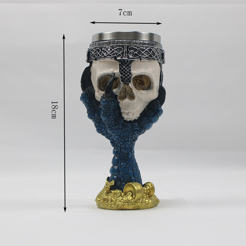 Taza de cerveza en relieve de acero inoxidable de resina creativa americana Taza de calavera punk de personalidad retro