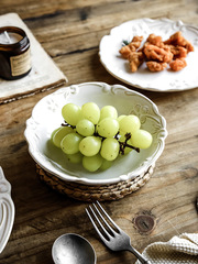 T9J5批發復古櫻花浮雕陶瓷餐盤歐式餐具西餐盤湯盤碗盤套裝水果碗