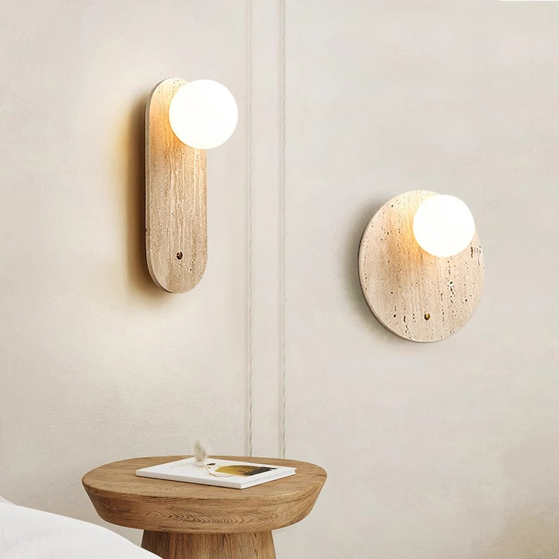 Retro viento cinturón abierto silencioso con interruptor de estilo japonés amarillo faro lámpara de pared residencial faro de cama nueva cabecera de cabecera de piedra de la cavidad de la cama estilo chino