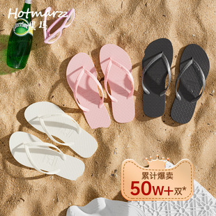 Hotmarzz Black Solid Color Flip-Flops Couple Style Beach Sandals Casual Slippers for Women Indoor Home Slippers