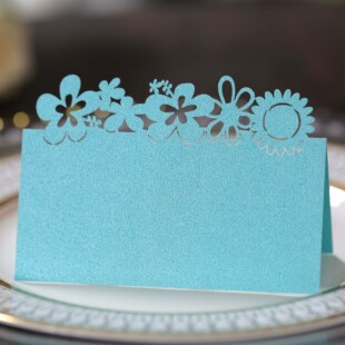 Amazon direct party seat card Hollow Blue Sunflower table card seat card name seat card cross-border
