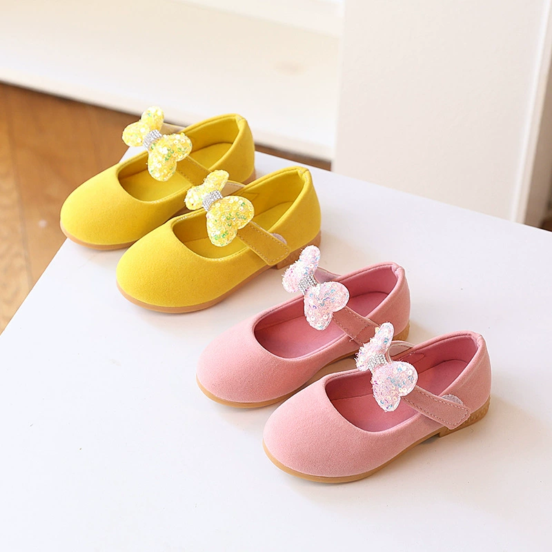 Одиночная обувь для девочек Новая обувь принцессы обувь для маленьких девочек лук весной и осенью