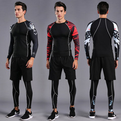 Men's Running Basketball Fitness Suit Training Set 3-Piece Breathable Tight outfit