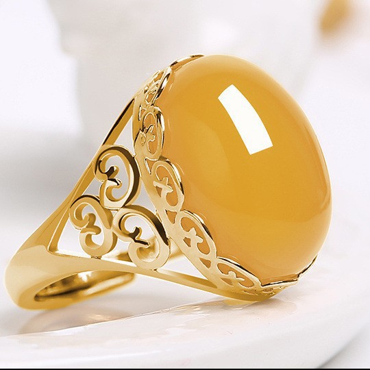Nuovo anello da donna in stile etnico, elegante, aperto, con calcedonio e agata rossa e verde, con pietra preziosa, ideale per la nonna._voghion.com