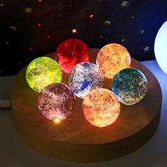 Cross-border exclusive retro glowing crystal ball desk ornament colorful glass beads birthday gift decoration lamp
