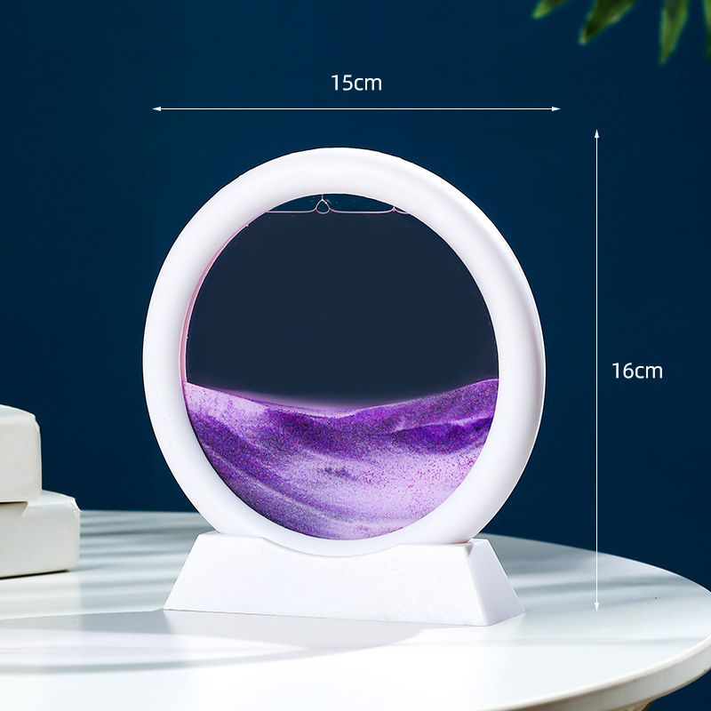 흰색 프레임 5inch 둥근 보라색 모래