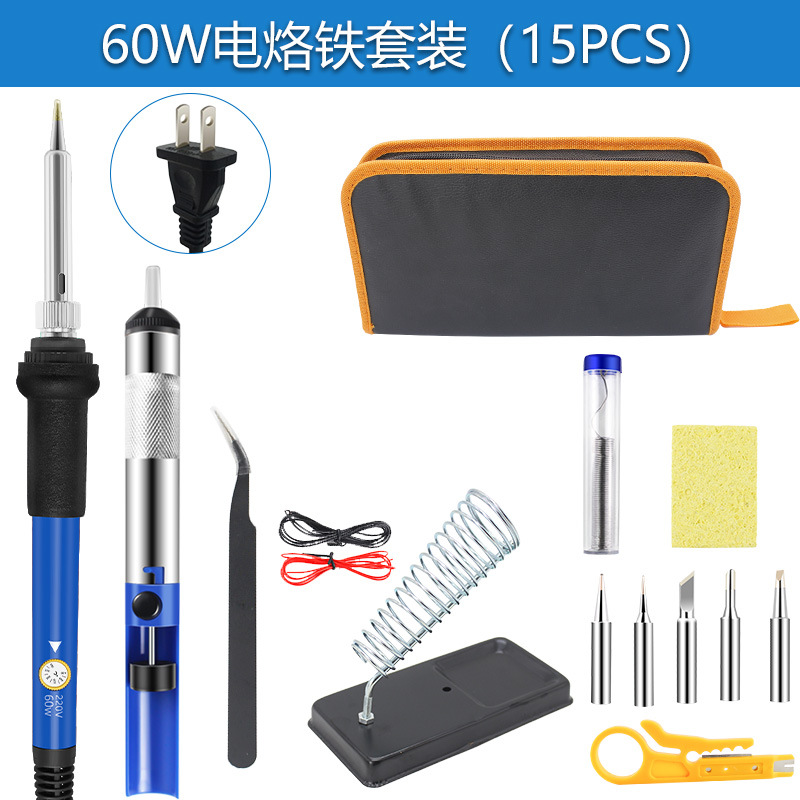 Soldador Eléctrico de Temperatura Ajustable Transfronterizo de 60W, Pluma de Soldar para Reparaciones Domésticas, Estándar Europeo 220V, Kit de Herramientas de Soldadura