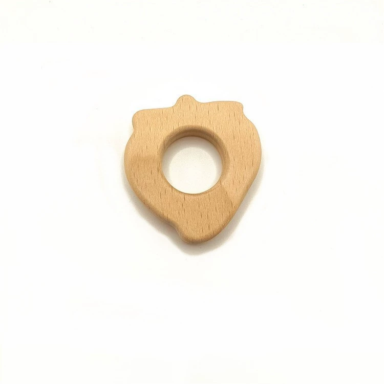 Wooden Baby Toy Rocking Rattle & Teether, natural wood, safe newborn grip