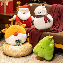 新品柔软圣诞雪人抱枕麋鹿公仔圣诞老人毛绒玩具靠垫装饰玩偶礼物